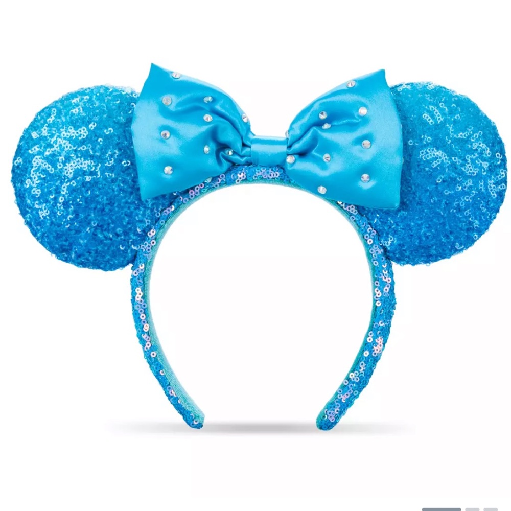 🏰 NWT Authentic Minnie Mouse Ears Aqua Sequin Headband